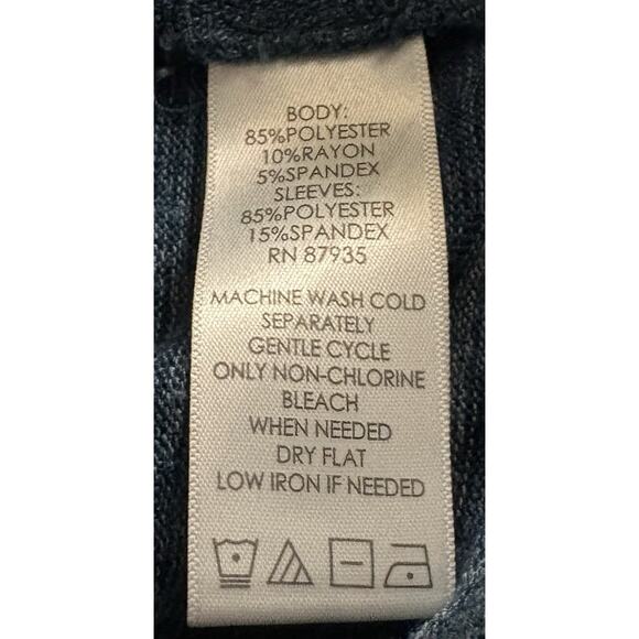 LOGO Lori Goldstein Teal Slub Full Zip Knit Jacket Cardigan Size Large - Picture 4 of 4